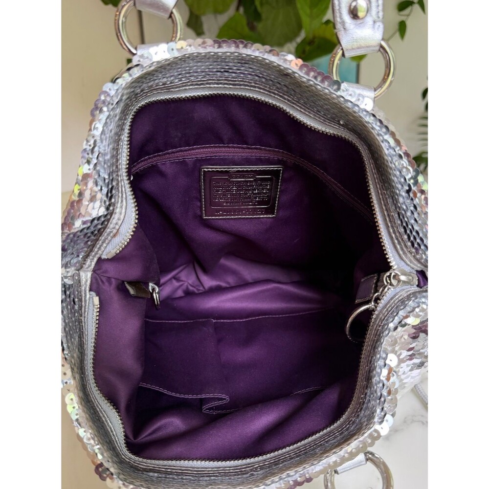 Coach Limited Edition Poppy Sequin Spotlight Tote Shoulder Bag 13821 Silver Y2K - Picture 12 of 16